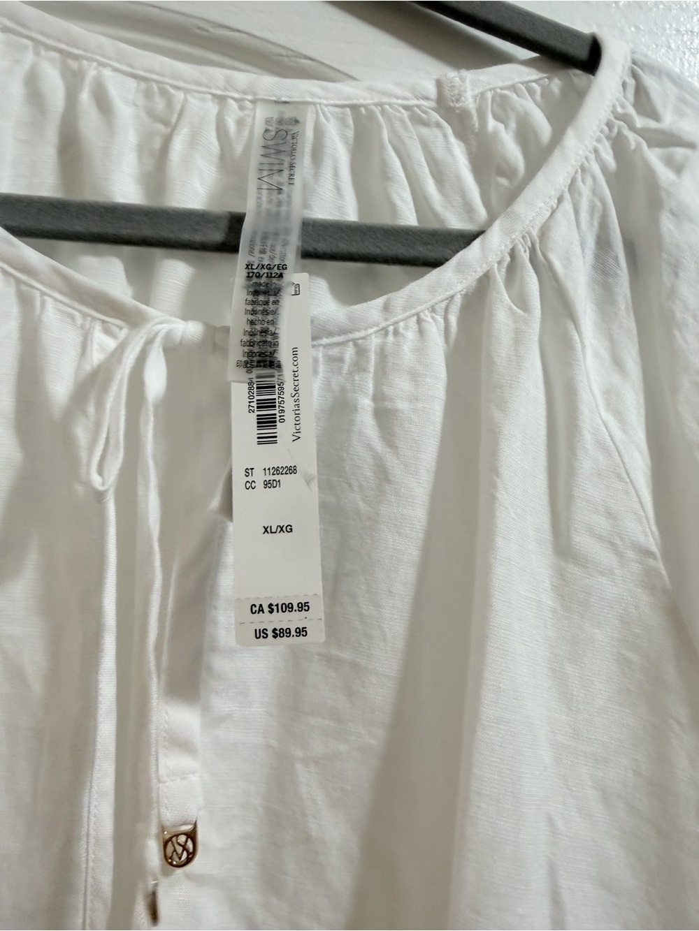 Victoria's Secret White Gathered Neck Blouse